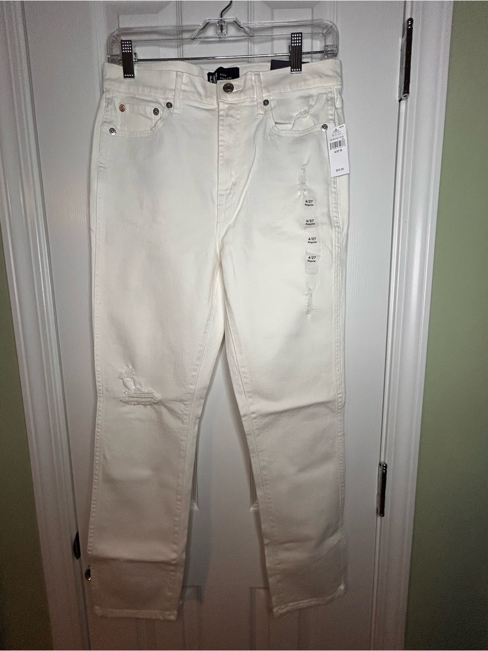 GAP High-Rise Vintage Slim White Distressed Women's Jeans